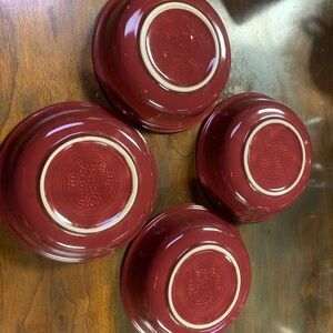 Fiestaware (vintage) set of (4) Cinnabar (discontinued) 7” Salad Bowls